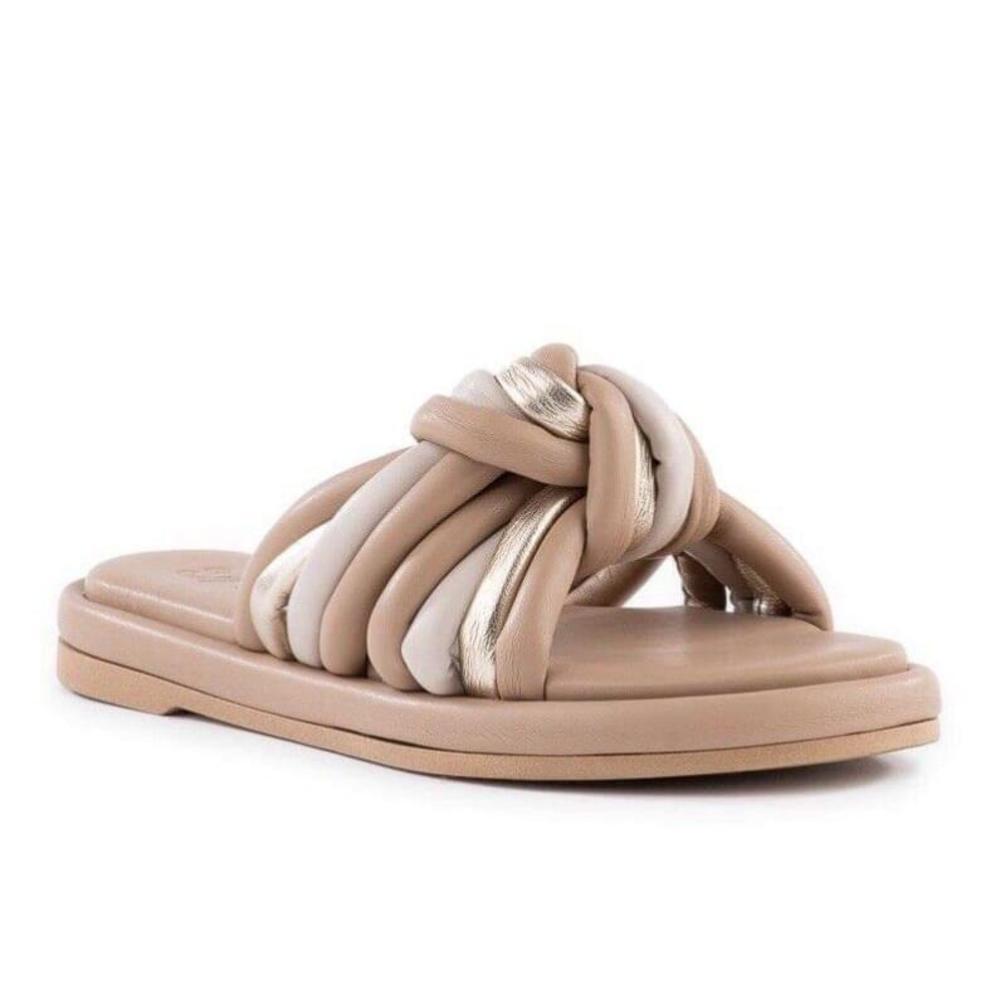 Seychelles Women’s Size 9 Simply The Best Slide Sandal Made In Italy Tan & Gold